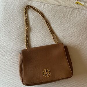 Tory Burch Brown Leather Handbag with chain strap- excellent condition